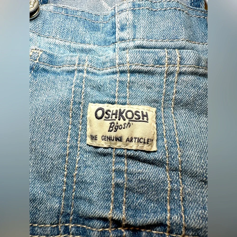 OshKosh B’Gosh girl blue Jean denim overalls top white eyelet full skirt cute 4T